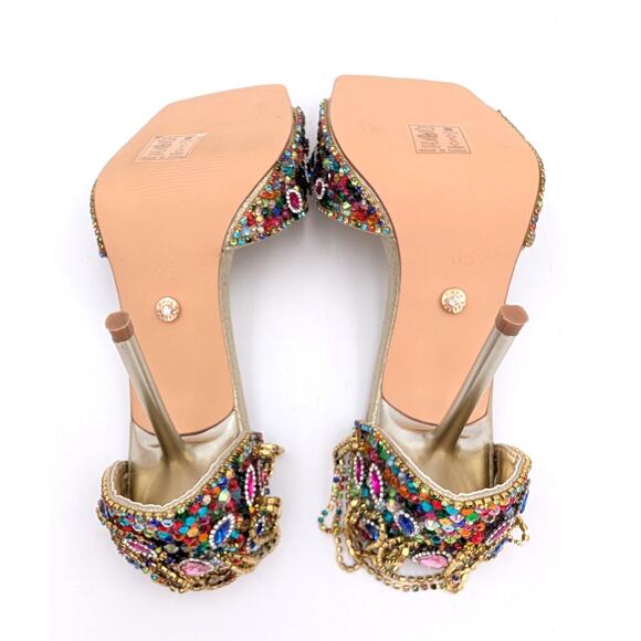 Azalea Wang Aladdin Women's Drapey Chains Stiletto Sandal Gold Size US6.5 EU37 - Picture 8 of 13